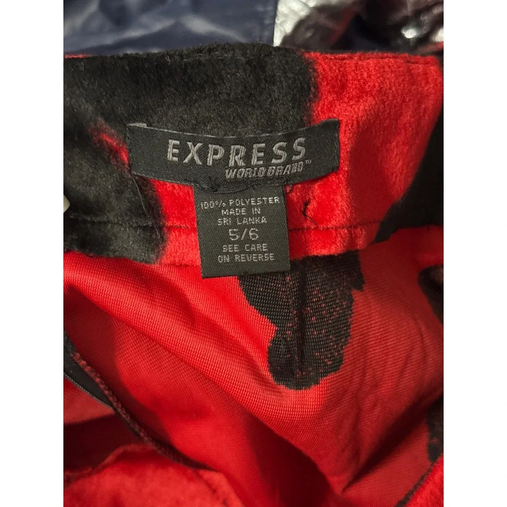 Vintage Y2K Express Cow Print High Waist Faux Fur Pencil Midi Skirt 5/6 Western
